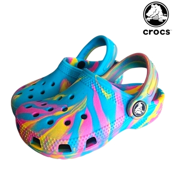 CROCS Kids Classic Iconic Comfort Colorful Marbled Effects Clog Size C8 (3-4Y) - Picture 1 of 13